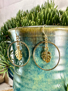 Monstera Leaf Hoop Earrings