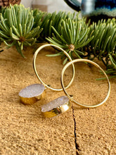 Load image into Gallery viewer, Druzy Drop Endless Hoop Earrings