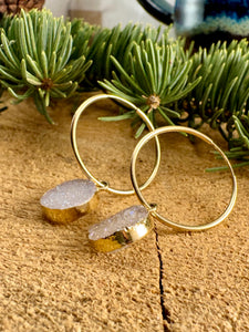 Druzy Drop Endless Hoop Earrings