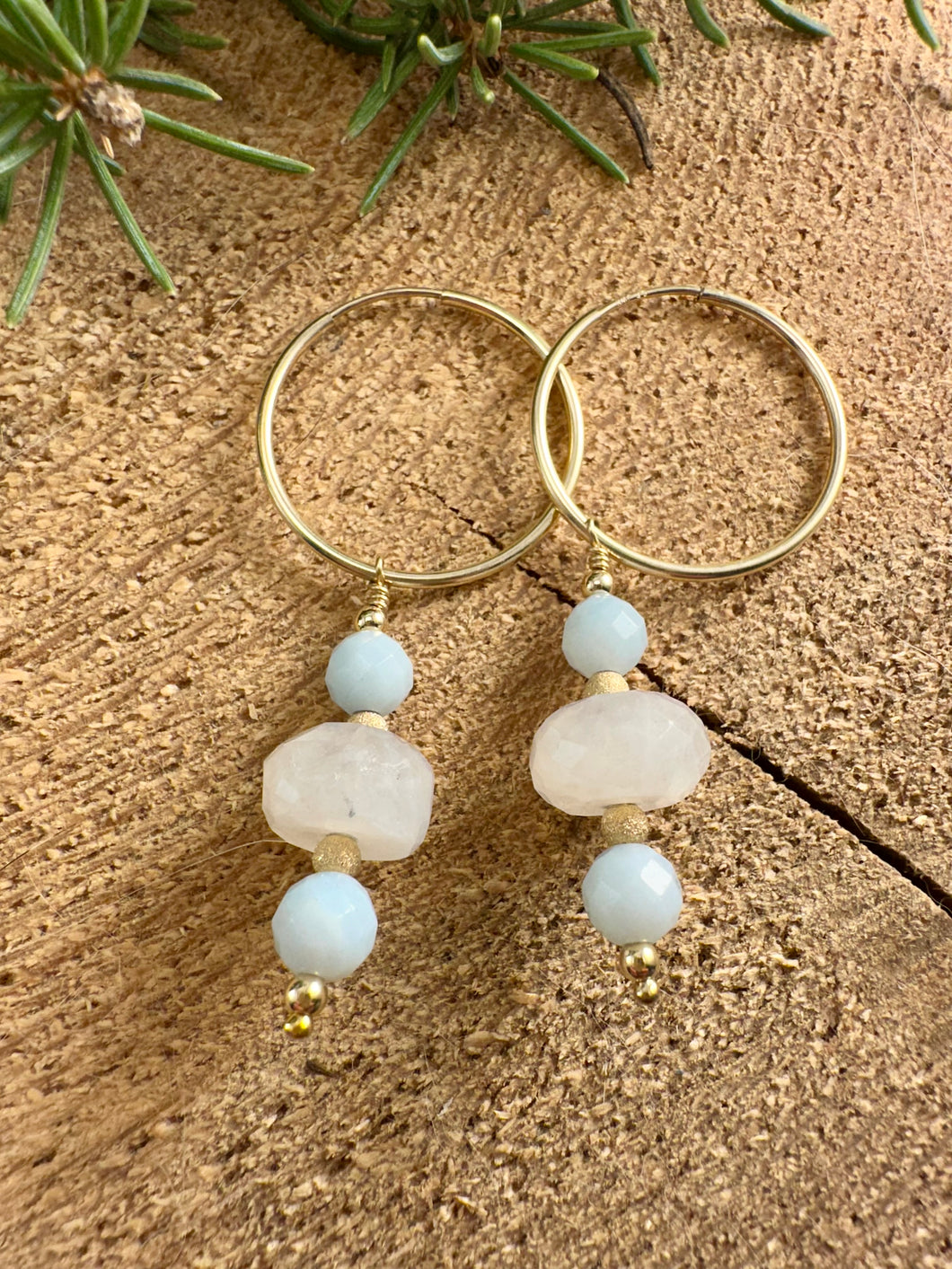 Moonstone Drop Endless Hoop Earrings