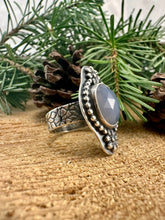 Load image into Gallery viewer, Lavender Chalcedony Floral Ring Size 6 3/4