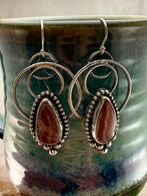 Load image into Gallery viewer, Rhodochrosite Hoop Earrings