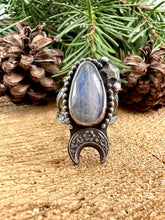 Load image into Gallery viewer, Rainbow Moonstone Moon Ring Size 7