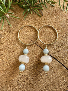 Moonstone Drop Endless Hoop Earrings