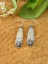 Load image into Gallery viewer, Honeycomb Bee Drop Earrings