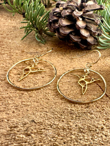 Hummingbird Hoop Earrings