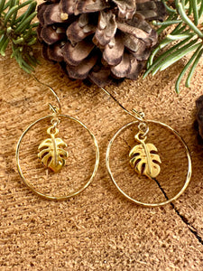 Monstera Leaf Hoop Earrings