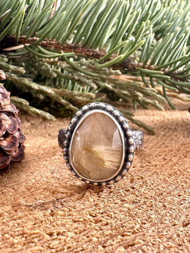 Rutilated Quartz Ring Size 8 3/4