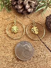 Load image into Gallery viewer, Monstera Leaf Hoop Earrings