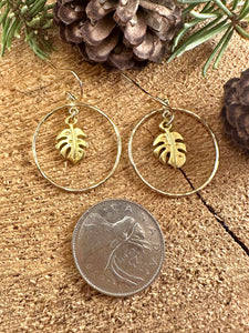 Monstera Leaf Hoop Earrings