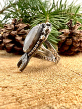 Load image into Gallery viewer, Rainbow Moonstone Moon Ring Size 7