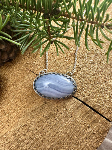 Blue Lace Agate Bar Pendant