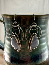 Load image into Gallery viewer, Blue Lace Agate Hoop Earrings