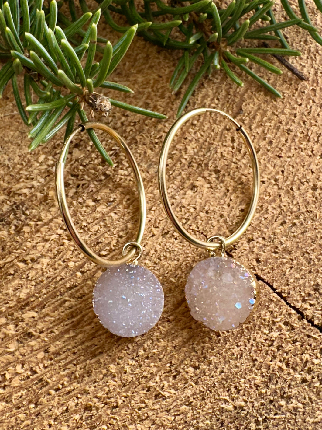 Druzy Drop Endless Hoop Earrings