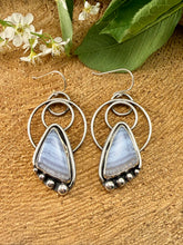 Load image into Gallery viewer, Blue Lace Agate Hoop Earrings