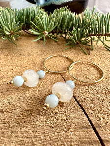 Moonstone Drop Endless Hoop Earrings