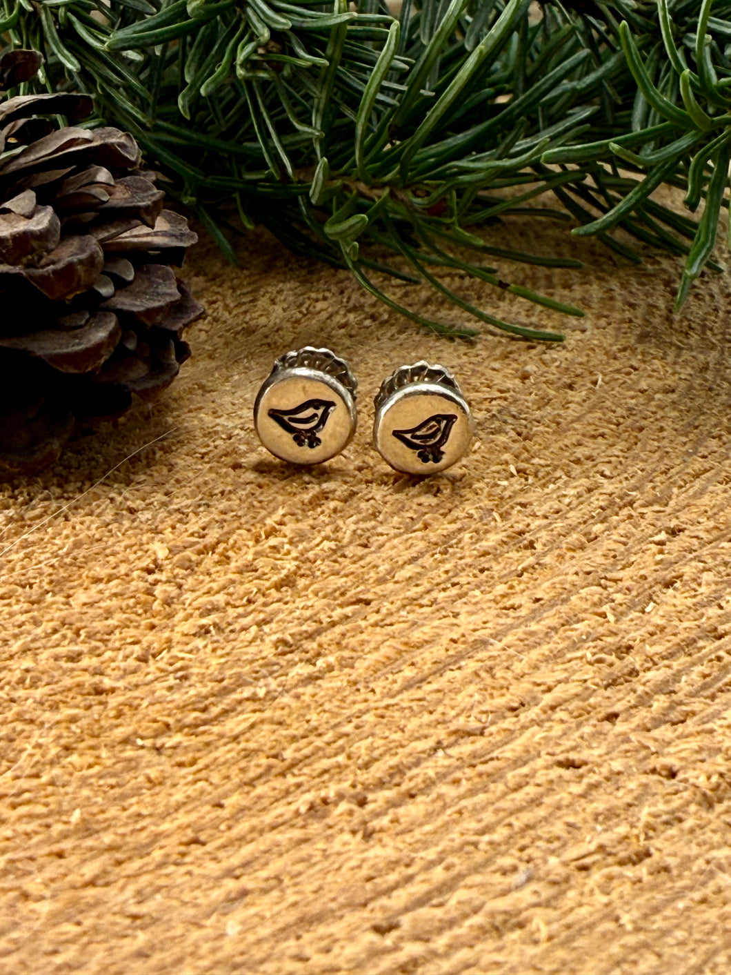 Pebble Bird Stud Earrings