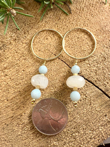 Moonstone Drop Endless Hoop Earrings