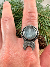 Load image into Gallery viewer, Blue Kyanite Moon Ring Size 6 3/4