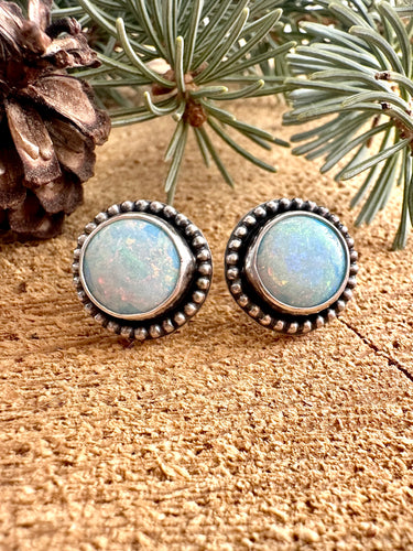 Sterling Opal Stud Earrings