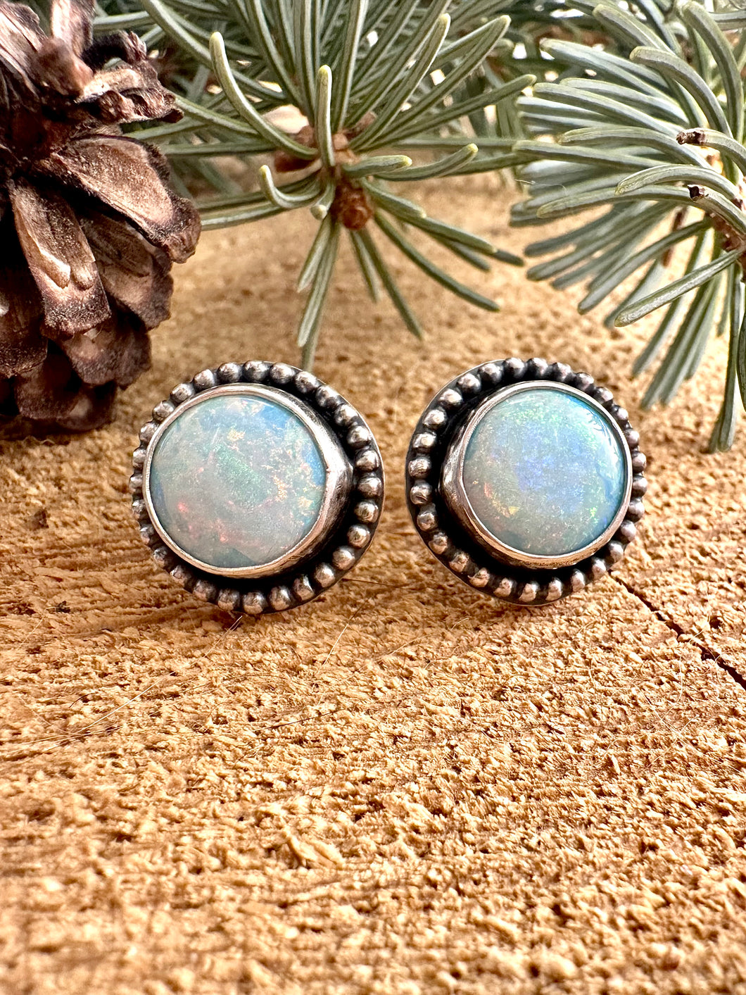 Sterling Opal Stud Earrings