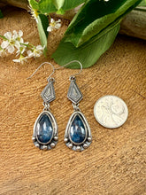 Load image into Gallery viewer, Teal Moss Kyanite Drop Earrings