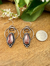 Load image into Gallery viewer, Rhodochrosite Hoop Earrings