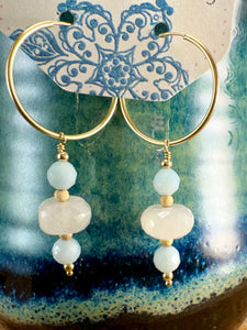 Moonstone Drop Endless Hoop Earrings