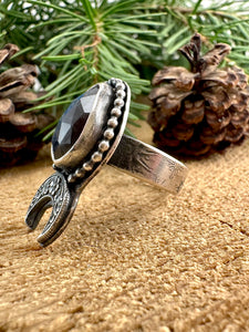 Labradorite Moon Ring Size 7