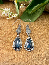 Load image into Gallery viewer, Teal Moss Kyanite Drop Earrings