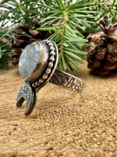 Load image into Gallery viewer, Blue Kyanite Moon Ring Size 6 3/4