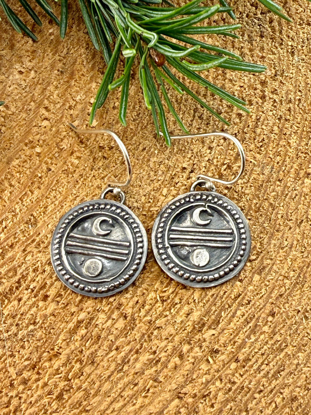 Round Moon Phase Drop Earrings