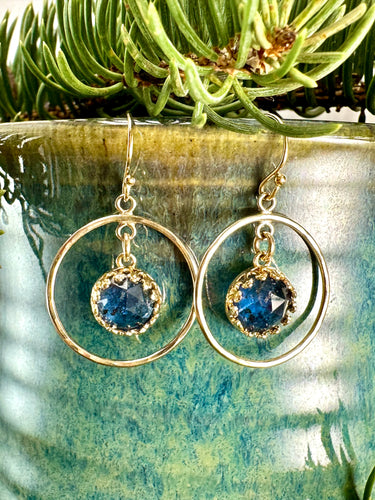 Teal Moss Kyanite Hoop Earrings