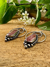 Load image into Gallery viewer, Rhodochrosite Hoop Earrings
