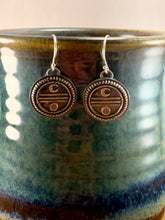 Load image into Gallery viewer, Round Moon Phase Drop Earrings
