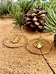 Monstera Leaf Hoop Earrings