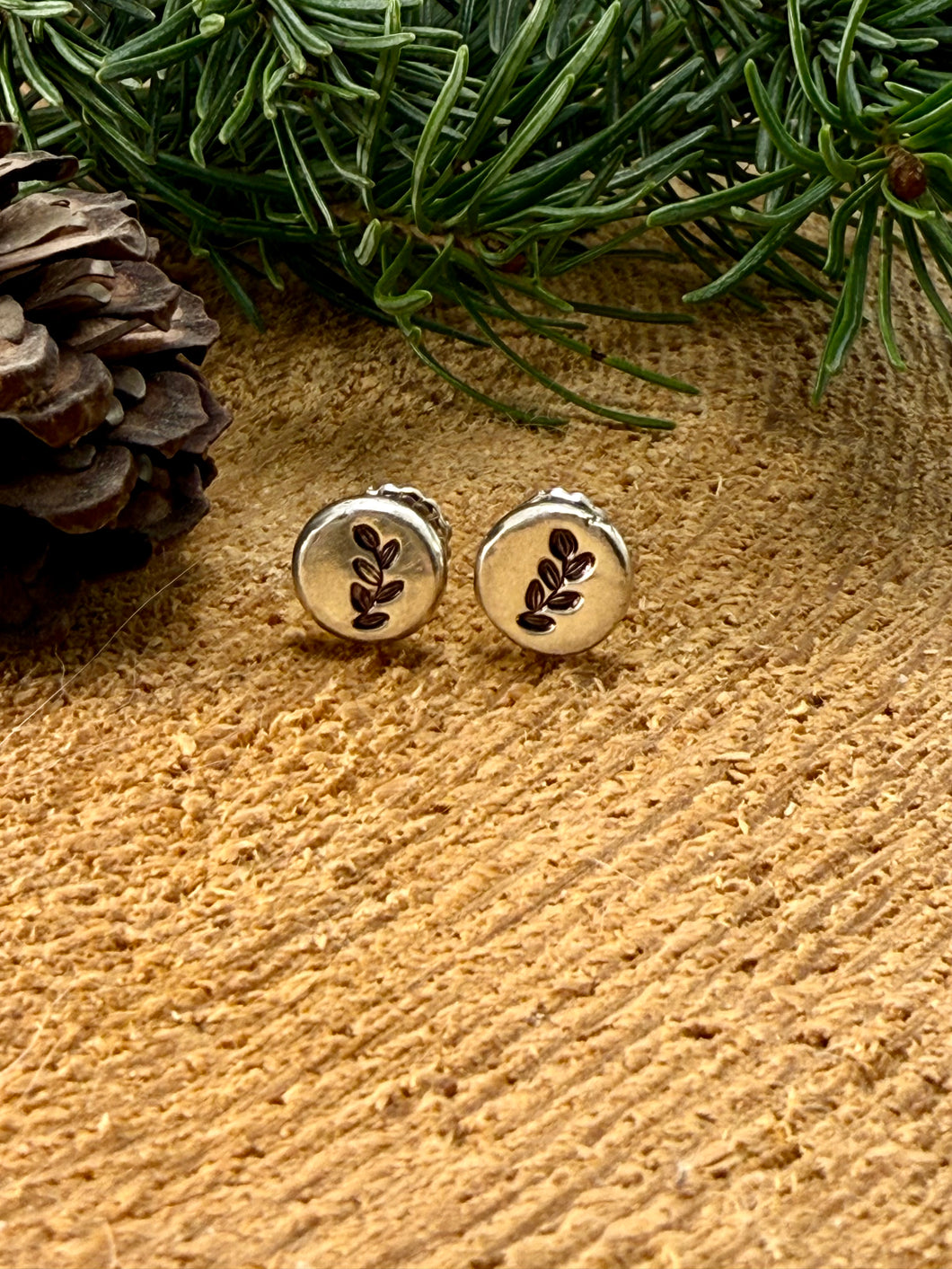 Pebble Leaf Stud Earrings