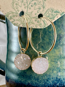 Druzy Drop Endless Hoop Earrings