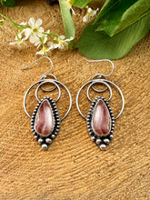 Load image into Gallery viewer, Rhodochrosite Hoop Earrings