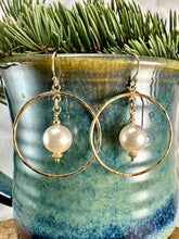 Load image into Gallery viewer, Pearl Hoop Earrings