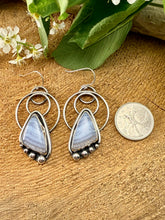 Load image into Gallery viewer, Blue Lace Agate Hoop Earrings