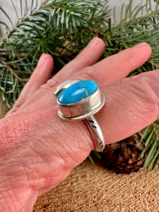 Rainbow Moonstone Turquoise Adjustable Ring Size 7 to 8 1/2