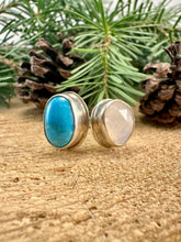 Load image into Gallery viewer, Rainbow Moonstone Turquoise Adjustable Ring Size 7 to 8 1/2