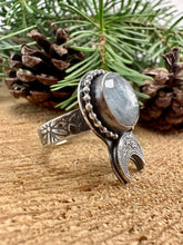 Load image into Gallery viewer, Blue Kyanite Moon Ring Size 6 3/4