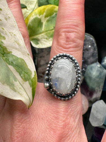 Rainbow Moonstone Ring Size 9 1/4