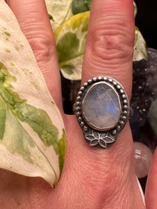 Rainbow Moonstone Ring Size 9 1/4