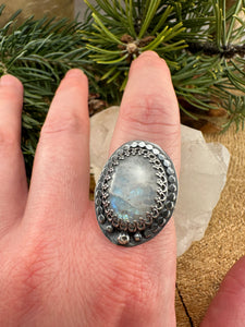 Rainbow Moonstone Ring Size 7 1/4