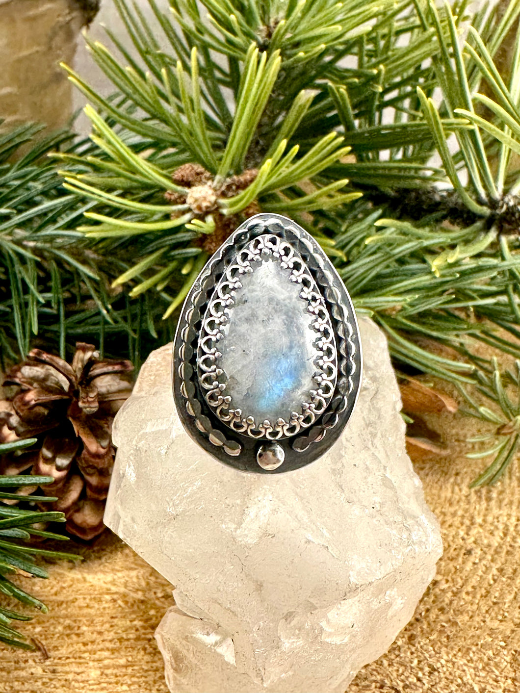 Rainbow Moonstone Ring Size 6 1/4