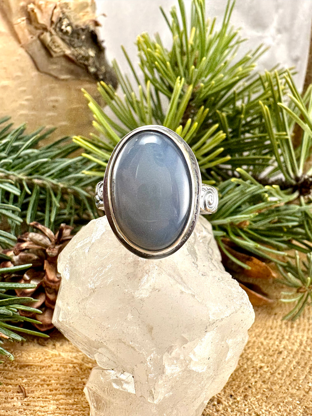 Blue Chalcedony Ring Size 11 1/2