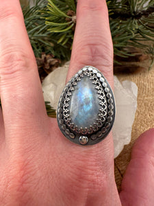 Rainbow Moonstone Ring Size 6 1/4